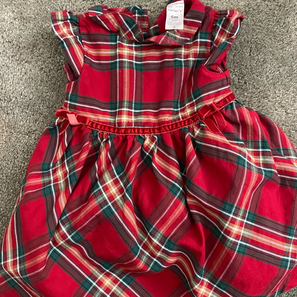 Carter's Red and Green Plaid Baby Christmas Dress
